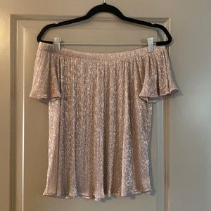 Off the Shoulder sparkly pink top